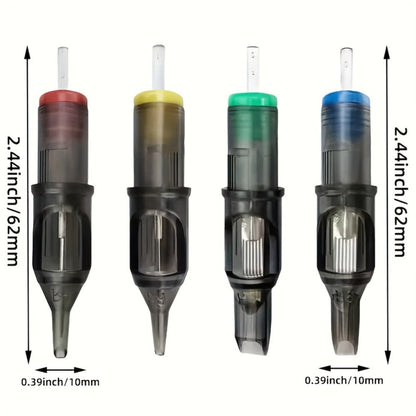 Round Liner Tattoo Cartridge Needles 50pcs Assorted - #10 Bugpin & #12 Standard 3RL 5RL 7RL 9RL 11RL Long Taper Membrane Safety EO Sterilized, for Fine Line Script PMU & All Rotary Tattoo Machines V2