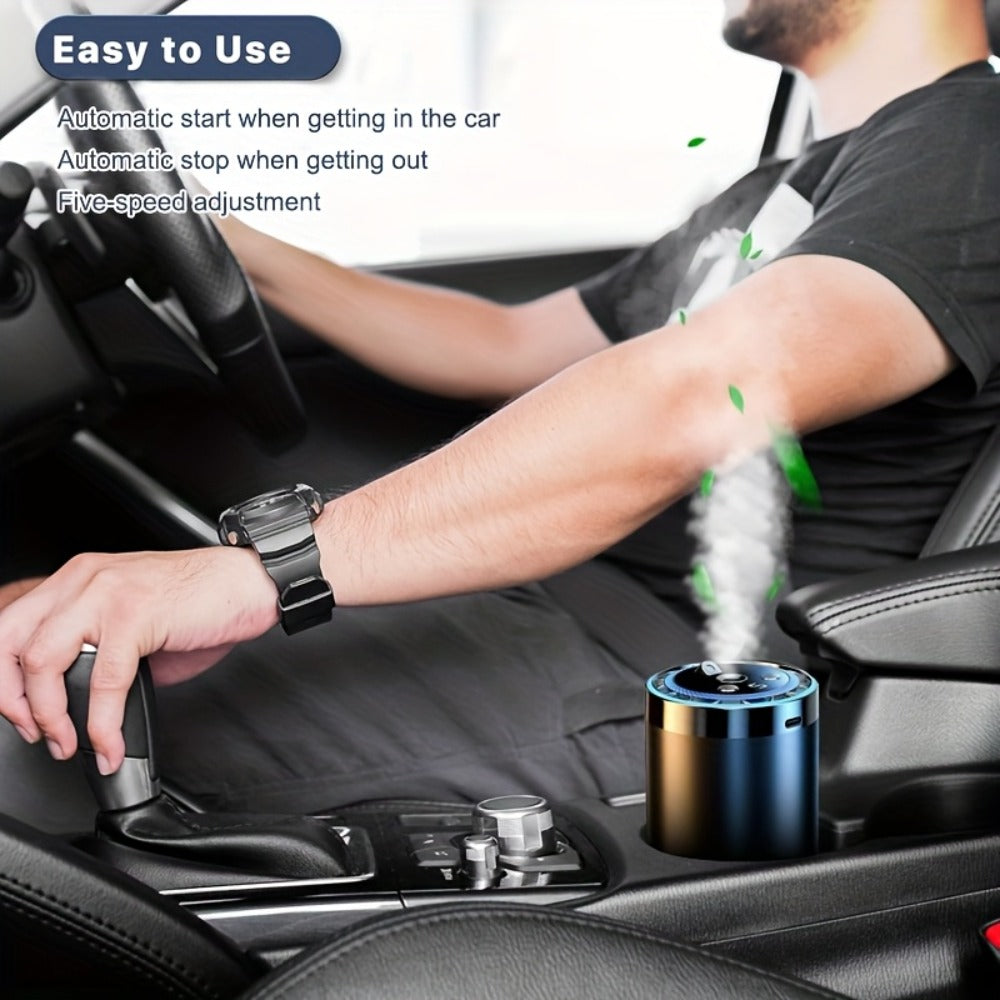 Car Aroma Diffuser Rechargeable with 3 Essential Oils – LED Light Auto Shutdown Silent Leak-Proof Odor Removal Fresh Fragrance Car Air Freshener