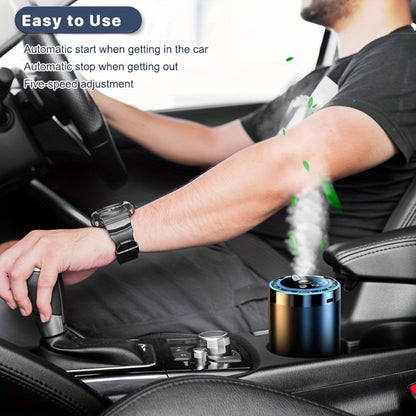 Car Aroma Diffuser Rechargeable with 3 Essential Oils – LED Light Auto Shutdown Silent Leak-Proof Odor Removal Fresh Fragrance Car Air Freshener