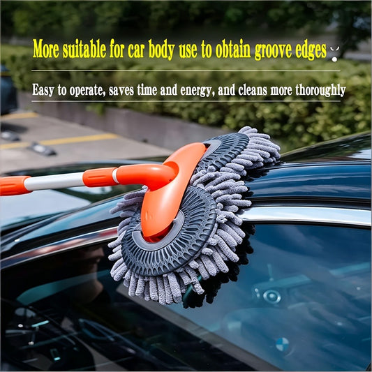 Car Wash Mop with Adjustable Handle – Microfiber Cleaning Brush for Cars & Trucks, Scratch-Free Detailing Tool