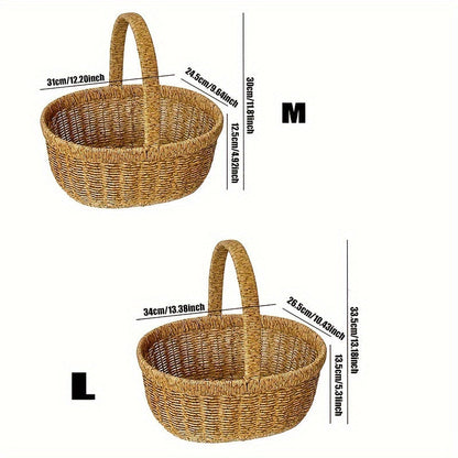Wicker Picnic Basket Handwoven | Rattan Shopping Basket for Eggs Fruit Outdoor Picnic Gift Basket