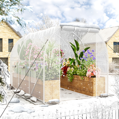 10 x 6.6 x 6.6 Foot Walk-In Greenhouse with Two Zippered Screen Doors and Six Windows in Two Colors