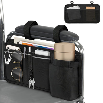 Wheelchair Bag Side Storage with Cup Holder Reflective Strips 8 Pockets 14x7.5 Inch for Entryways, Bedrooms and Living Spaces