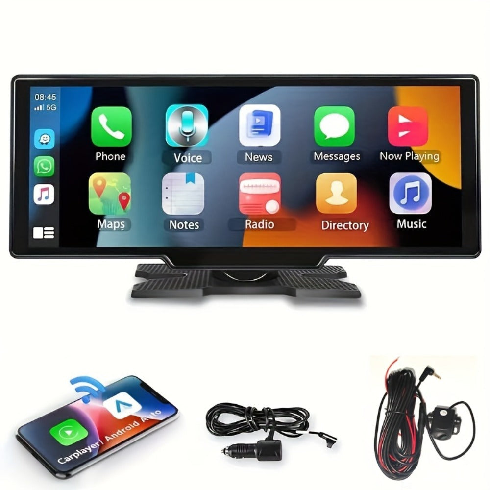 10.26 Inch Car Screen with Wireless CarPlay & Android Auto - Ultra HD Bluetooth Car Monitor, Dual Camera, Reversing Assist, Navigation, Music & Video, Universal for Sedan SUV RV