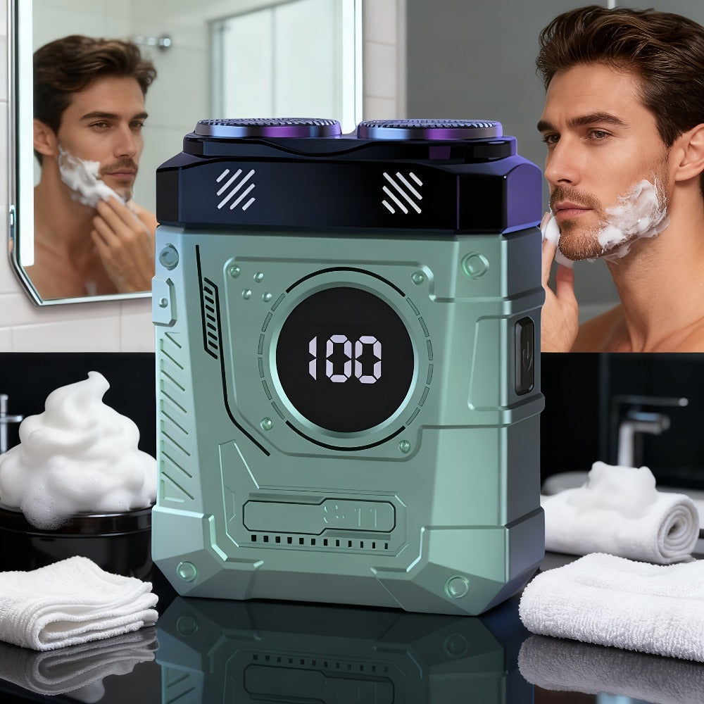 Electric Shaver Mini Dual-Head Rotary Razor with USB Charging, One-Button Control and Eleven Style Options