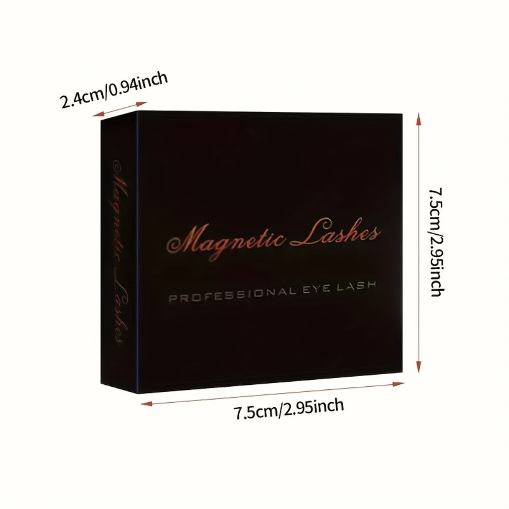 Magnetic False Eyelashes Kit with Eight Pairs, Round Storage Case and Metal Applicator Clip