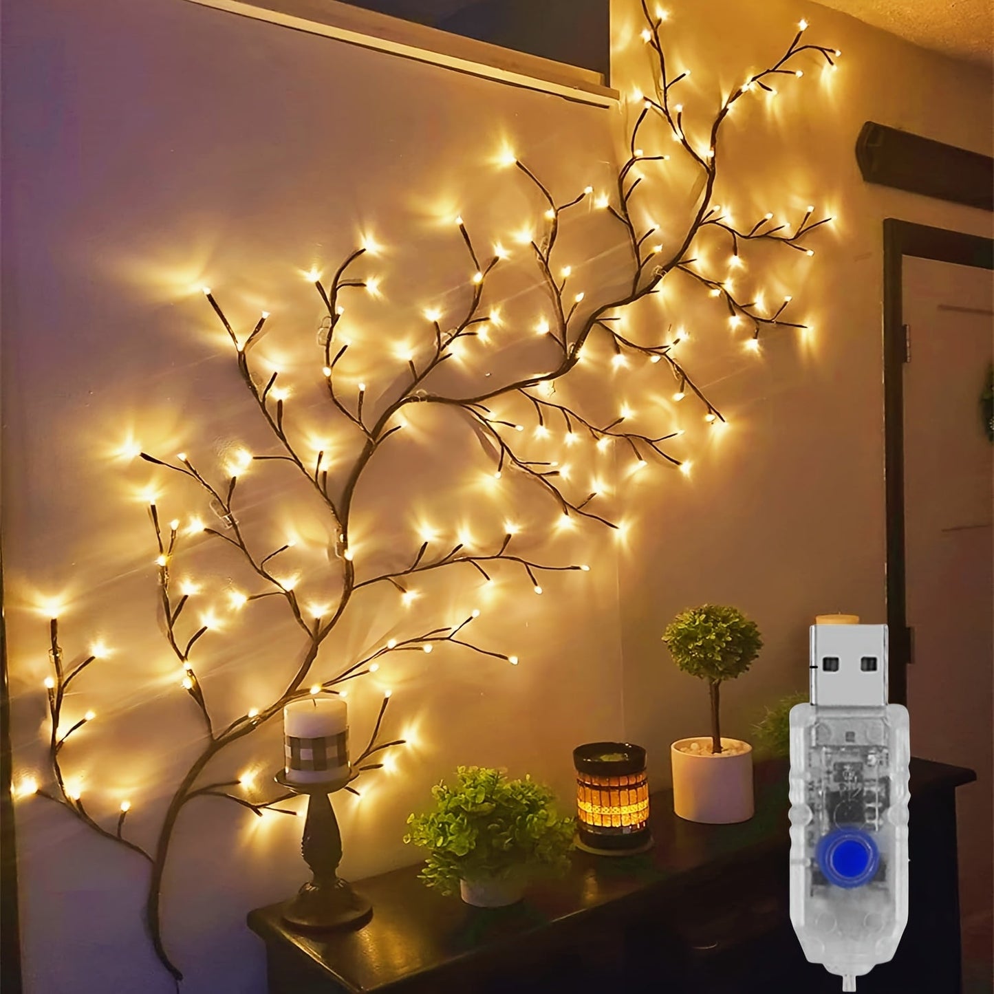 LED Vine Fairy Lights for Wall Decor – 96 LEDs Enchanted Willow Branch Lights, 5.9Ft Warm White Artificial Plant String Lights for Bedroom, Living Room, Party & Christmas Decorations