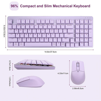 FA98 Low-Profile 98-Key Wireless Keyboard and Mouse Set with Purple, Silver or Pink Color Options