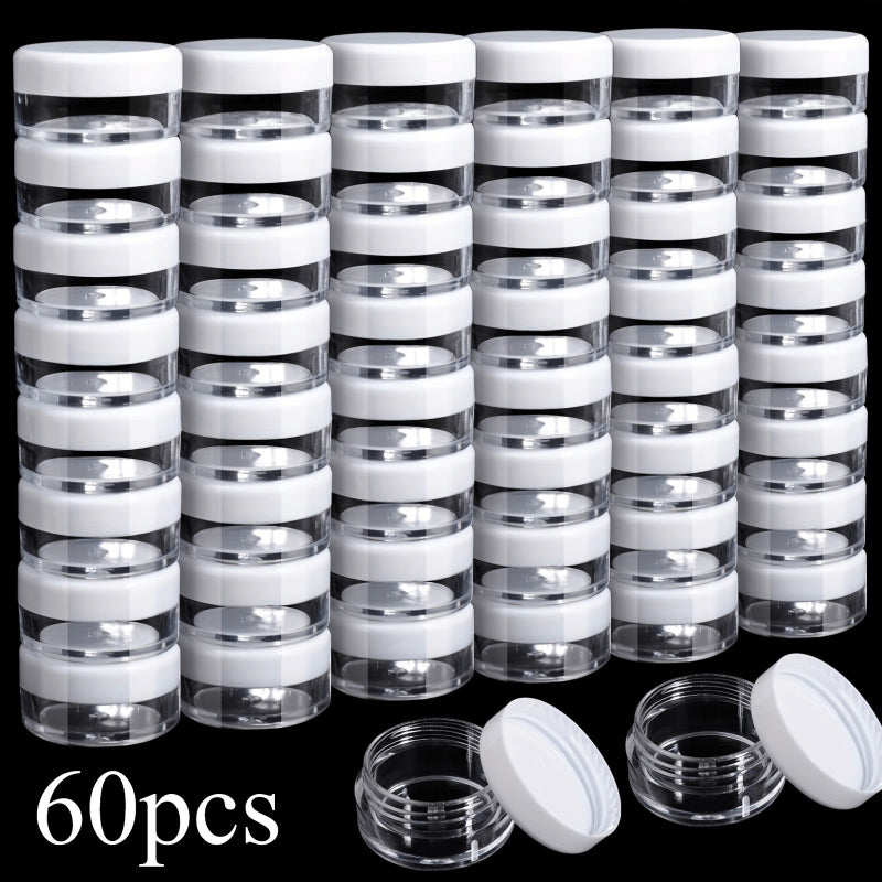 60-Pack 5 g Mini Plastic Cosmetic Sample Jars with Lids for Cream, Lotion, Balm and Travel Storage