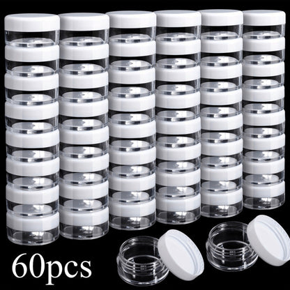 60-Pack 5 g Mini Plastic Cosmetic Sample Jars with Lids for Cream, Lotion, Balm and Travel Storage