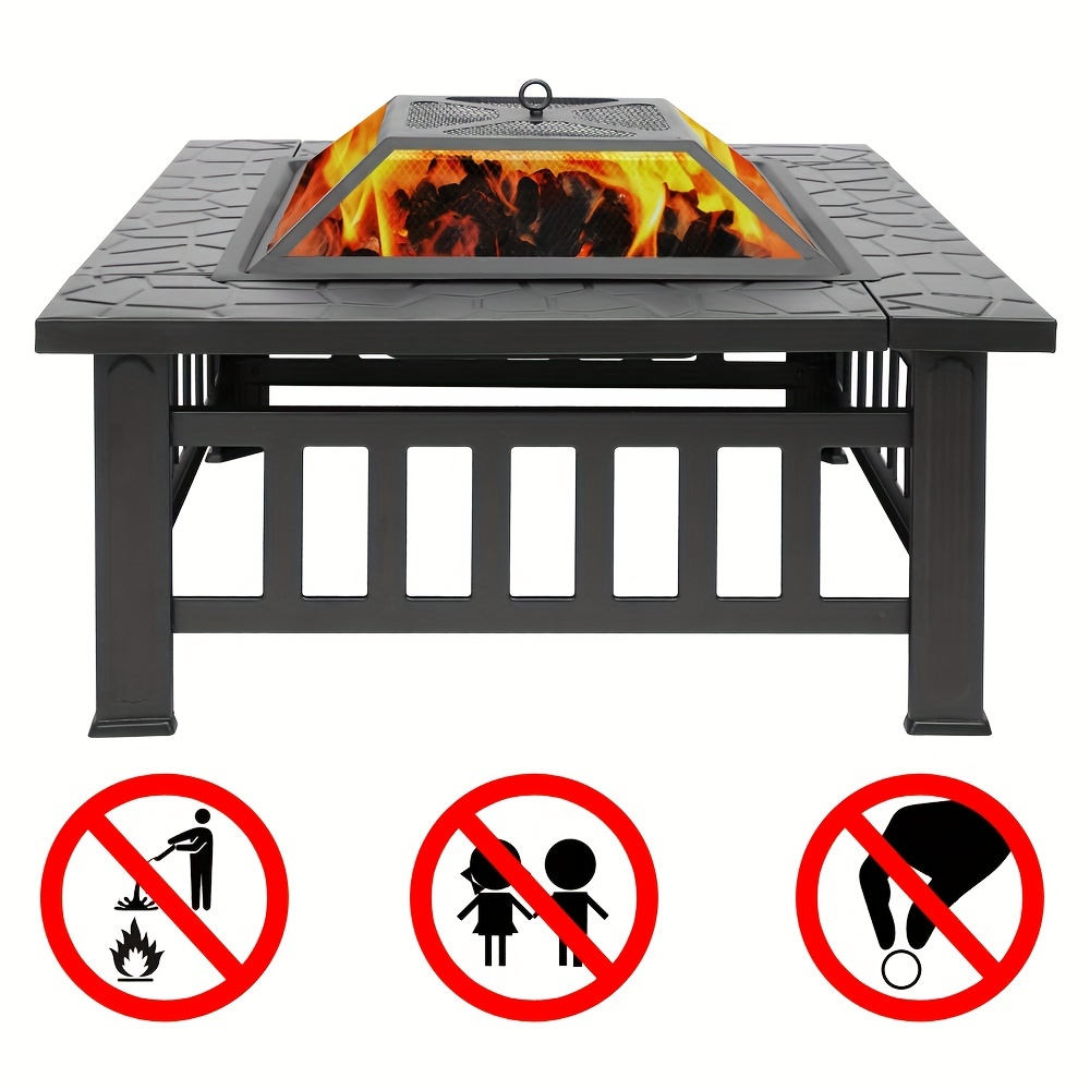 Wood Burning Fire Pit Portable Outdoor Metal Bowl Fire Pit for Backyard BBQ Camping Patio Parties Black