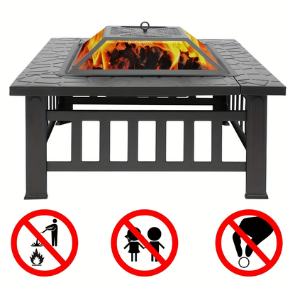 Wood Burning Fire Pit Portable Outdoor Metal Bowl Fire Pit for Backyard BBQ Camping Patio Parties Black