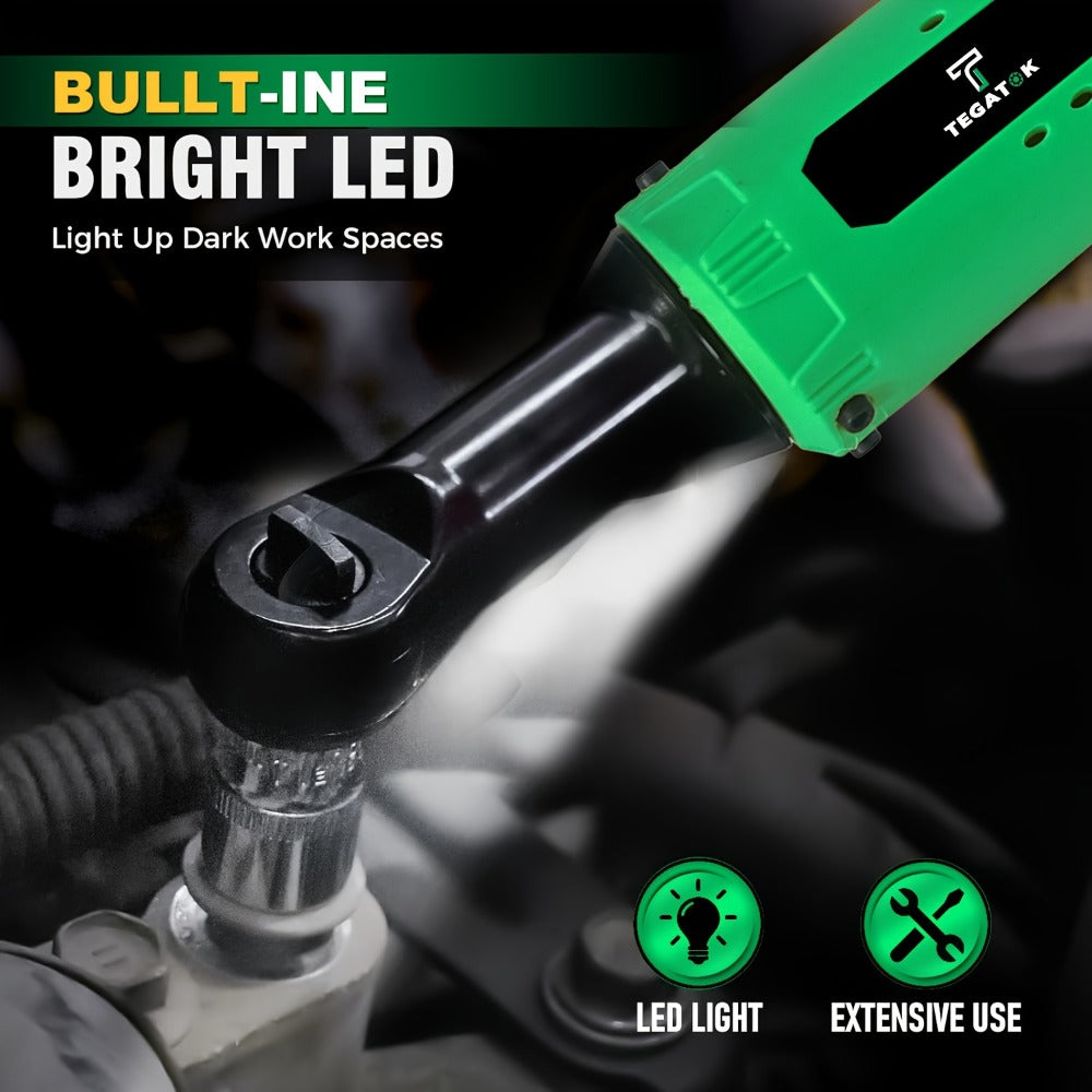 12V Cordless Ratchet Wrench Set 3/8" Drive | 40 Ft-lbs Torque, Variable Speed Trigger, Lithium-Ion Battery, 7 Sockets Included