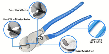 Battery Cable Lug Crimping Tool Set AWG 8-1/0 Heavy-Duty Ratchet Crimper with Copper Wire Lugs, Heat Shrink Tubing, Cable Cutter & Work Gloves for Automotive Marine Electrical Wiring
