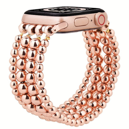 Watch Band with Stainless Steel Beads and Elastic Slip-On Design in Four Finishes for Apple Watch Sizes