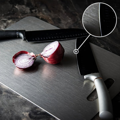 Cutting Board Three-Piece Stainless Steel Set with Rounded Corners, Carry Handles and Three Sizes