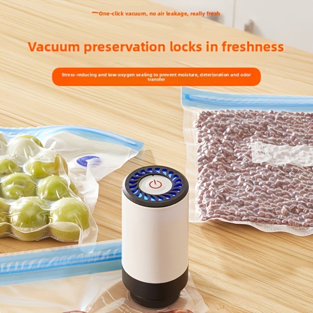 Cordless Handheld Vacuum Sealer Pump with One-Button Control, 5V Charging and Multiple Attachment Set