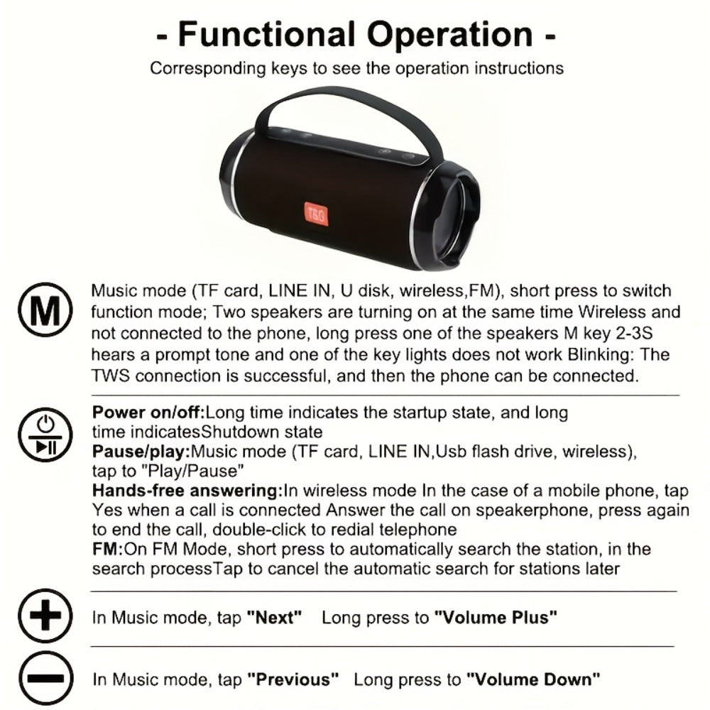 Bluetooth Speaker T&G TG116C 10W Model with Bluetooth 5.0, IPX4 Rating, TWS, USB, TF, FM and Type-C
