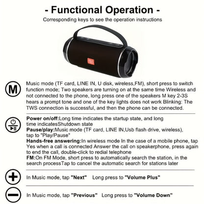 Bluetooth Speaker T&G TG116C 10W Model with Bluetooth 5.0, IPX4 Rating, TWS, USB, TF, FM and Type-C
