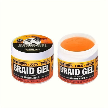 Extreme Hold Braid Gel & Edge Control Hair Wax Pomade — Anti-Frizz, Moisturizing, Long-Lasting for Braids, Locs, Twists & Sleek Styles, Natural Hair, Men & Women — 4/5/6 Pack