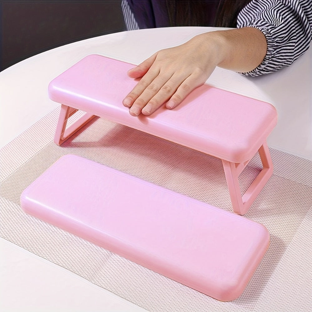 Folding Nail Armrest Stand in Pink, White or Purple with Selected Nail Sticker Checkout Options