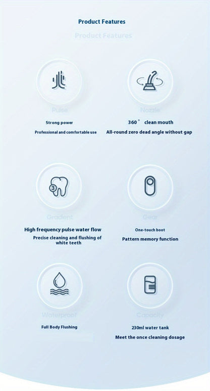 Water Flosser Cordless Three-Mode Design with Four Nozzles, USB Charging and Four Color Options