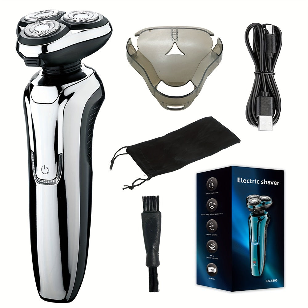 Electric Shaver 4D Floating Triple-Blade Razor with Wet/Dry Waterproof Use, LED Display and Type-C Charging