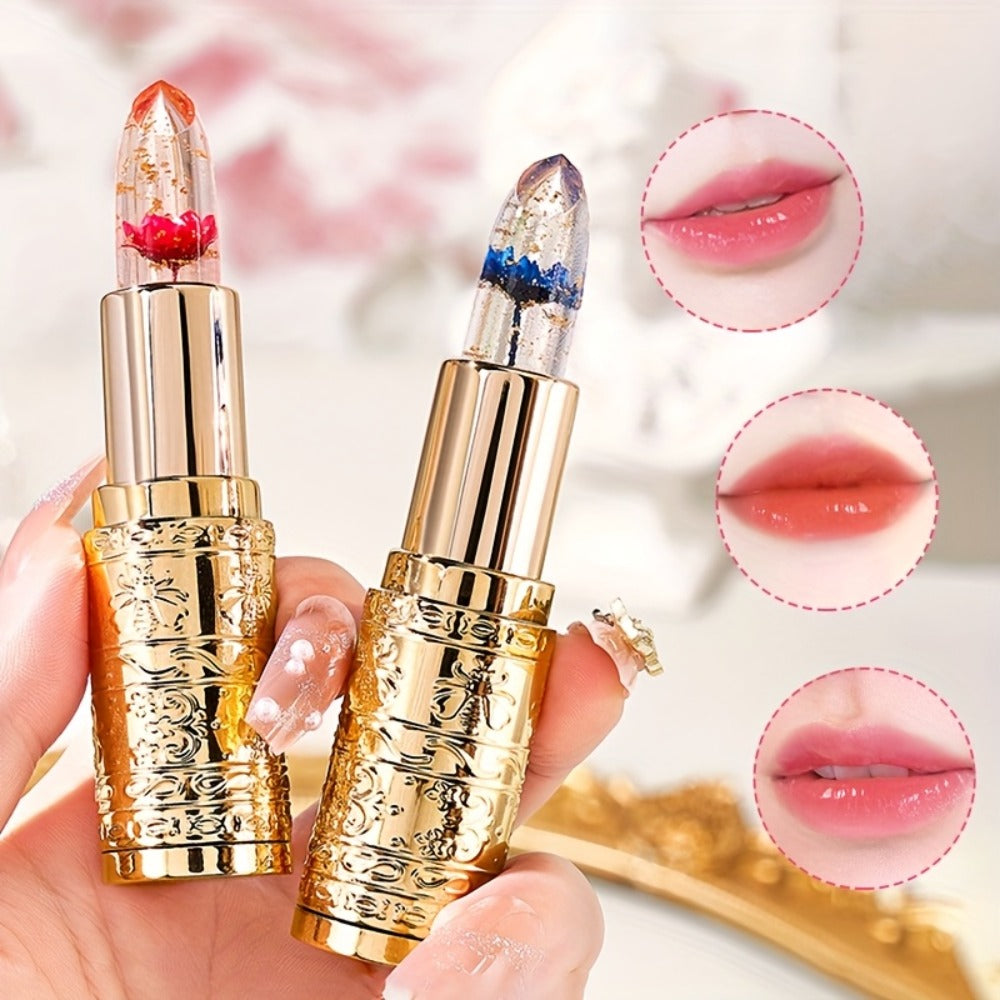 Six-Pack Jelly Flower Color-Changing Lip Balm Set with Temperature-Responsive Tint for Daily Wear