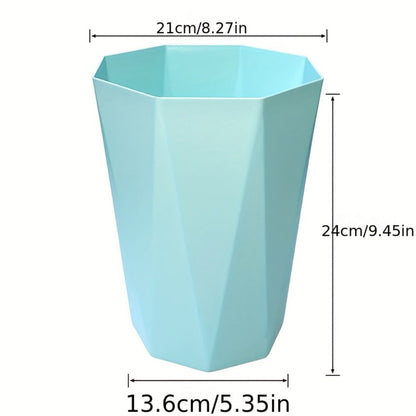 Trash Can 2 Pack Nordic Octagonal Wastebasket - Small Open Top Geometric Plastic Waste Bin with Brushed Finish for Bathroom, Bedroom, Kitchen, Home Office, Modern Scandinavian Decor Trash Bin Set