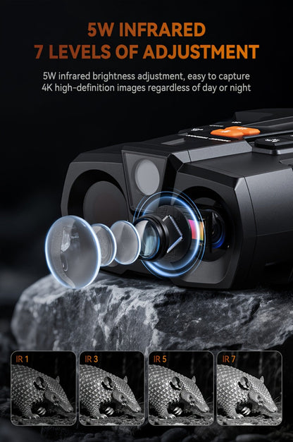 Black Digital Night Vision Binoculars with 4.5-Inch Screen, 10X Digital Zoom, Seven IR Levels and 5000mAh Battery