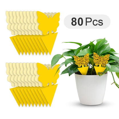 Yellow Butterfly or Gerbera Plant Sticky Traps in Seven Shape-and-Count Options from 40 to 120 Pieces
