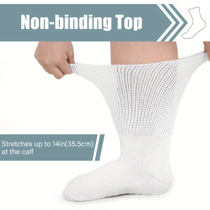 3-Pair Grippy-Sole Wide Sock Set for Adults in Black, White or Grey with 9-13 and 13-15 Size Options