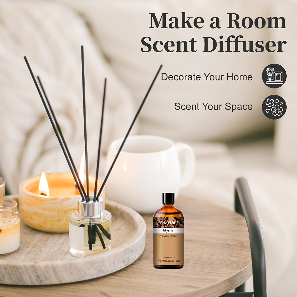 Essential Oil Myrrh 100ml Dropper Bottle with Warm Earthy Balsamic Scent for Diffuser and Candles