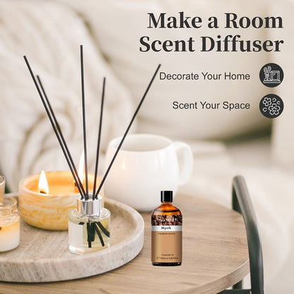 Essential Oil Myrrh 100ml Dropper Bottle with Warm Earthy Balsamic Scent for Diffuser and Candles