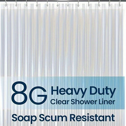 Clear Shower Curtain PEVA 8G Rust Proof Grommets 72x72 Inch - Premium Transparent Waterproof Modern Bathroom Curtain | Single or Set 2 | Easy Clean Smooth Surface | Bathroom Accessories Home Decor