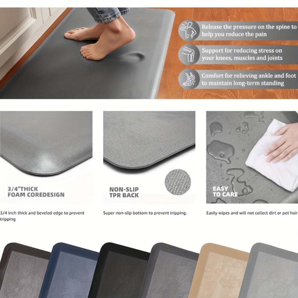Kitchen Mat, 3/4-Inch Foam Cushion in Six Colors and Four Size Profiles for Sink, Desk or Laundry Areas