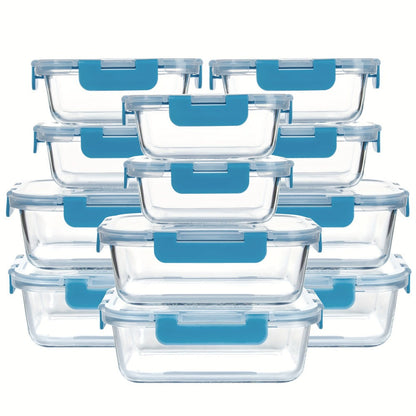 Glass Food Storage Containers with Airtight Lids - Borosilicate Glass Meal Prep Containers Set, Microwave Dishwasher Freezer Safe, BPA Free, Leak Proof Lunch Containers for Kitchen