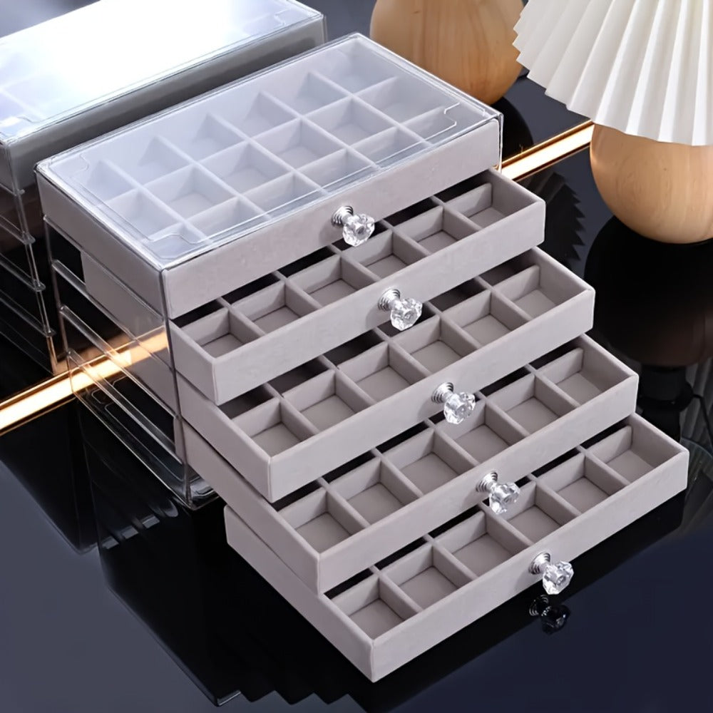 5-Tier Jewelry Box Organizer with Drawer Luxury Glam Storage