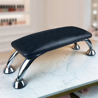 Curved Nail Salon Armrest with Metal-Look Legs in Pink, Black or White and Single- or Two-Piece Options