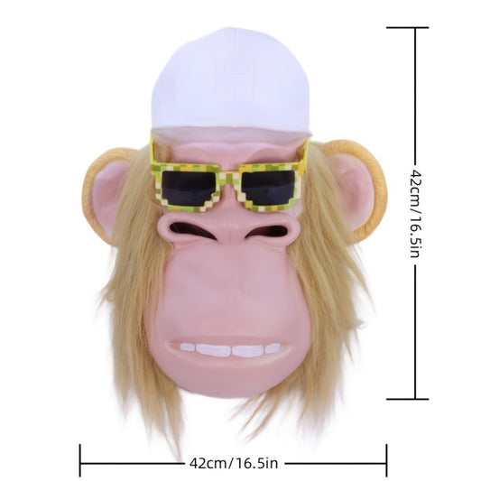 Gorilla Monkey Plush Full Head Mask with White Hair Glasses Hat – Funny Cartoon Animal Costume for Adults Halloween Parties Cosplay Role Play Prank Gift White Gorilla Chimpanzee