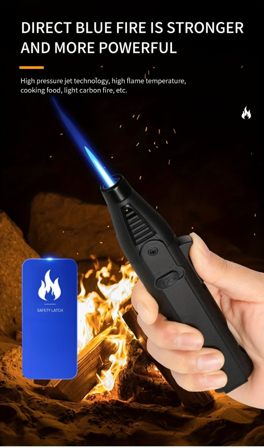 Long-Reach Torch Lighter Multipack with 10 or 15 Extended Igniters in Five Coordinated Body Colors