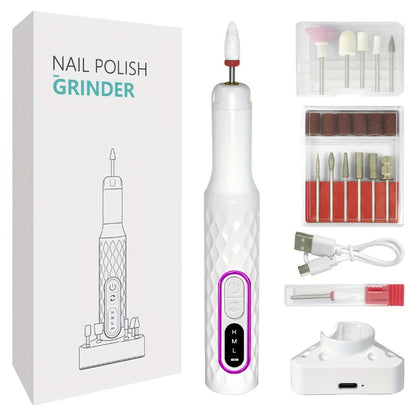 Electric Nail Drill 20000 RPM Portable E-File with Digital Display, Accessory Bits and White Finish