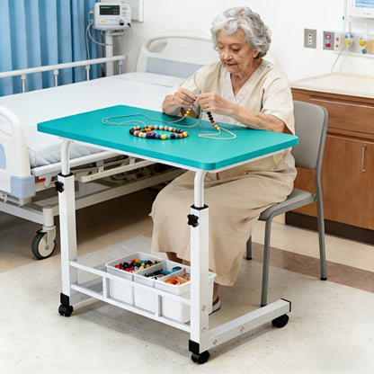 Adjustable Overbed Table with Rolling Frame and Eight Color Checkout Options from Retro to Deep Glacier