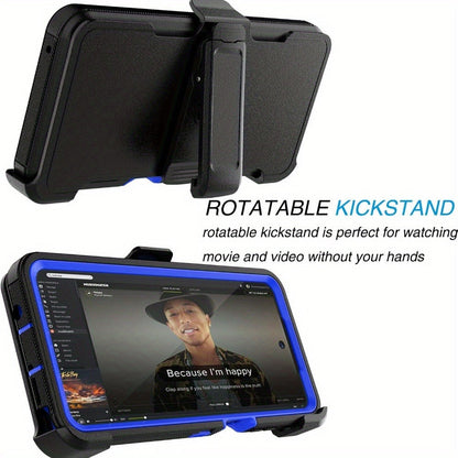 Phone Case Multi-Layer PC and TPU Cover with Belt Clip Holster and Kickstand for Moto G Play 2024