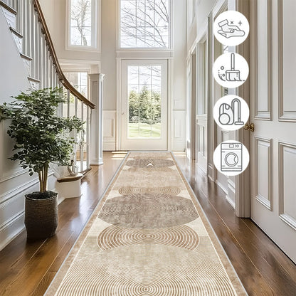 Area Rug Modern Neutral Runner with Four Washable Lengths for Hallway, Kitchen or Covered Patio