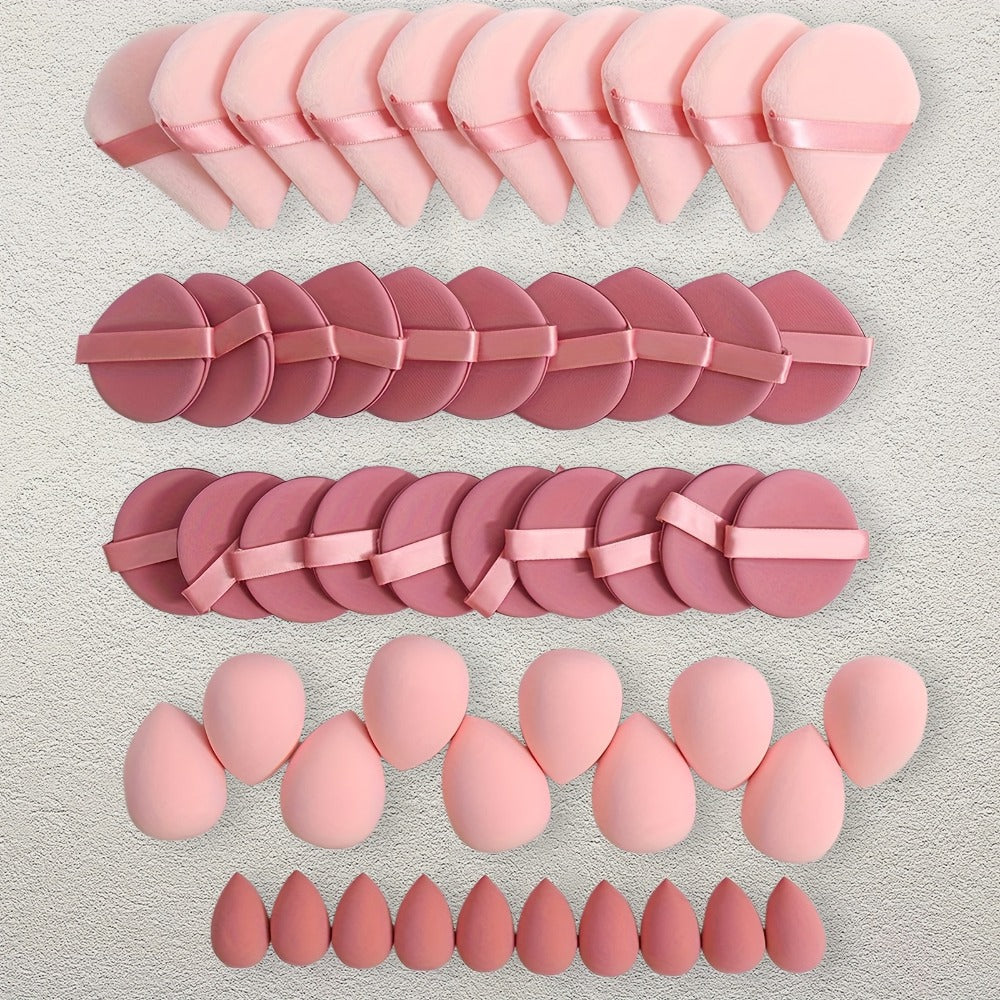 50-Piece Makeup Sponge and Cushion Puff Set with Mixed Shapes for Foundation, Concealer and Powder Blending