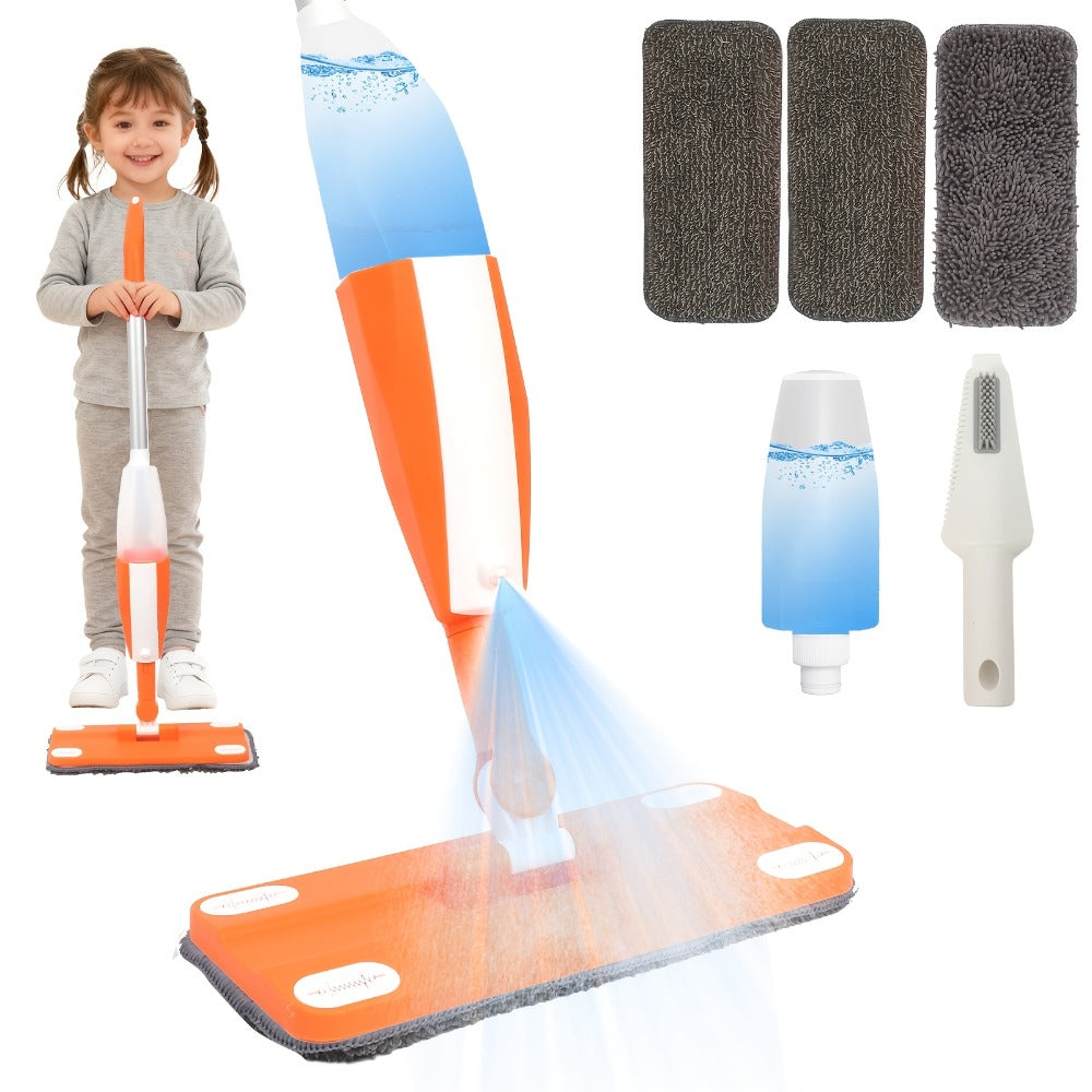 Children's Spray Mop Cleaning Toy Set with Water Sprayer & Washable Pad – Real Work Pretend Play Housekeeping Kit for Toddlers Girls Boys Ages 3 4 5 6 7 | Best Christmas Birthday Gift