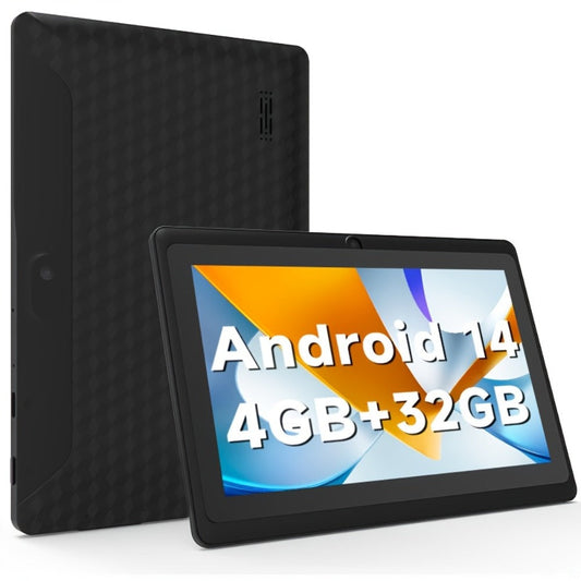Android Tablet 7-Inch with Android 14, 32GB Internal Storage, Quad-Core CPU and Protective Case Choices
