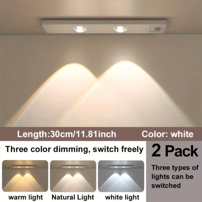 LED Strip Light Motion Sensor Bar with USB Rechargeable Power, Three White Tones, 20–50cm Sizes and One or Two Packs