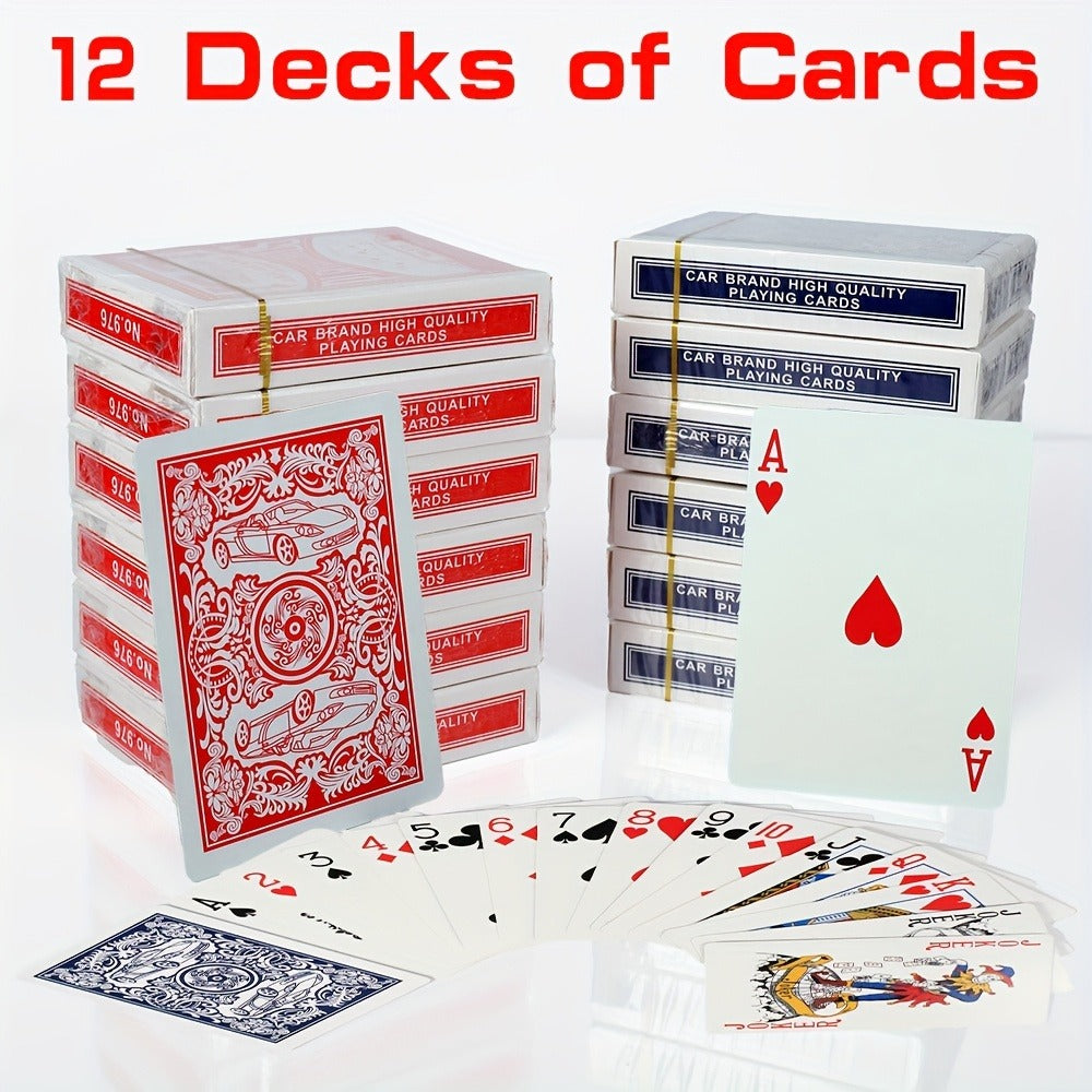 Bulk Playing Card Set with 6-, 12- or 24-Deck Options in Red, Blue or Mixed Color Packs for Group Games